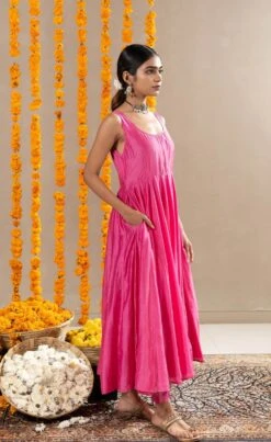 Noorie Kali Dress, Pants And Jacket Set - Rani Pink -ZAZU Clothing Shop festive10b