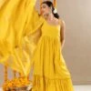 Nalini Dress, Pants And Dupatta Set - Yellow -ZAZU Clothing Shop festive31