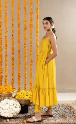 Nalini Dress, Pants And Dupatta Set - Yellow 11 Nalini Dress, Pants And Dupatta Set - Yellow -ZAZU Clothing Shop festive3b