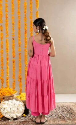 Tara Dress, Pants And Dupatta Set - Rani Pink -ZAZU Clothing Shop festive84