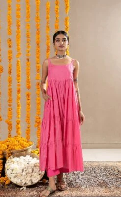 Tara Dress, Pants And Dupatta Set - Rani Pink -ZAZU Clothing Shop festive8b