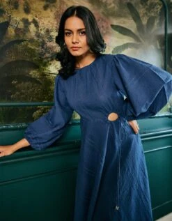 Alyssa Blue Midi Dress -ZAZU Clothing Shop fptt1017sb 1