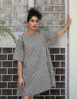 Stripes Womens Jun Dress BK -ZAZU Clothing Shop hkdr049 2