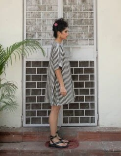 Stripes Womens Jun Dress BK -ZAZU Clothing Shop hkdr049 b