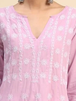 Noor Chikankari Hand Embroidery Anarkali Dress In Cotton Lavender 15 Noor Chikankari Hand Embroidery Anarkali Dress In Cotton Lavender -ZAZU Clothing Shop hklk28b