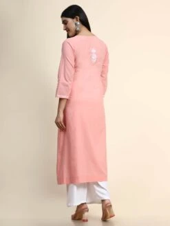 Hand Embroidery Chikankari Dress- -ZAZU Clothing Shop hkzam21pink5