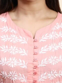 Hand Embroidery Chikankari Dress- -ZAZU Clothing Shop hkzam21pinkb
