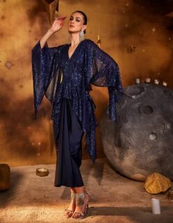 Spartan Pleated Sequin Top With Dress -ZAZU Clothing Shop hof0008128hof00081293