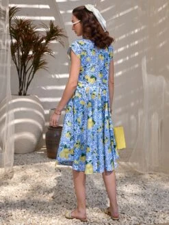 Salerno Cotton Linen Pleated Dress -ZAZU Clothing Shop hof82237