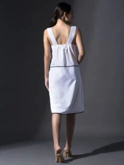 White Pure Cotton Welt Pockets Dress -ZAZU Clothing Shop hom1594