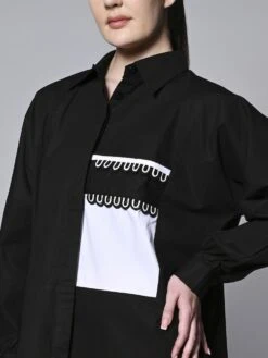 Black Cotton Poplin Shirt Dress -ZAZU Clothing Shop hom2813