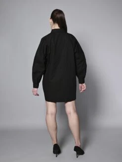 Black Cotton Poplin Shirt Dress -ZAZU Clothing Shop hom2815