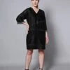 Black Viscose Silk Dress -ZAZU Clothing Shop hom322hom 322 1