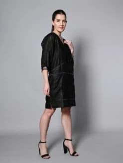 Black Viscose Silk Dress -ZAZU Clothing Shop hom322hom 322 3