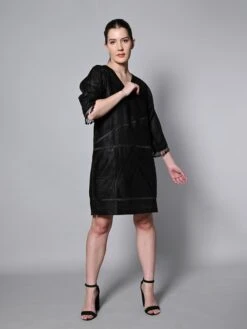 Black Viscose Silk Dress -ZAZU Clothing Shop hom322hom 322 4