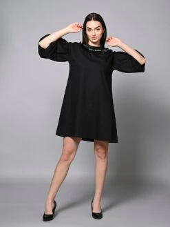Black Satin Dress -ZAZU Clothing Shop hom3322
