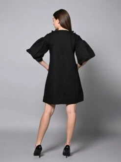 Black Satin Dress -ZAZU Clothing Shop hom3324