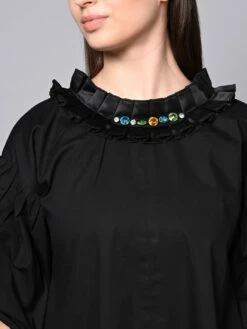 Black Satin Dress -ZAZU Clothing Shop hom332b