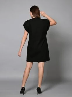 Black Leather Shift Dress -ZAZU Clothing Shop hom3364