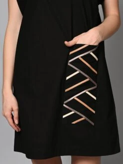 Black Leather Shift Dress -ZAZU Clothing Shop hom336b