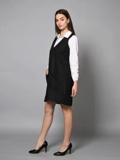 Monochrome Pinafore Dress -ZAZU Clothing Shop hom3413