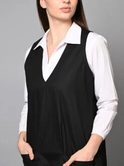 Monochrome Pinafore Dress -ZAZU Clothing Shop hom341b