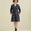 Handwoven Ikat Classic Double Breasted Coat Dress Features A A-Line Silhouette -ZAZU Clothing Shop idrl230011