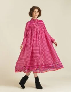 Handwoven Jamdani Dress With Belt -ZAZU Clothing Shop idrl230064