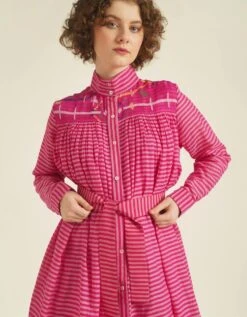 Handwoven Jamdani Dress With Belt -ZAZU Clothing Shop idrl230067