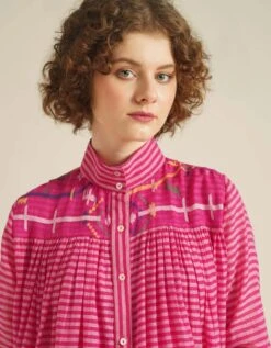 Handwoven Jamdani Dress With Belt -ZAZU Clothing Shop idrl23006b