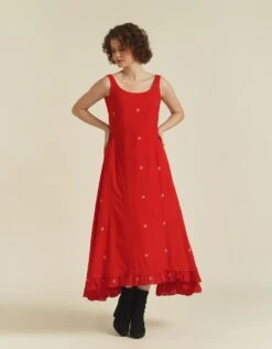 Handwoven Jamdani Flare Dress With Back Zipper