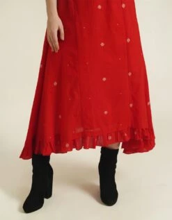 Handwoven Jamdani Flare Dress With Back Zipper -ZAZU Clothing Shop idrl230095