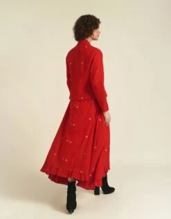 Handwoven Jamdani Flare Dress With Jacket -ZAZU Clothing Shop idrl230103