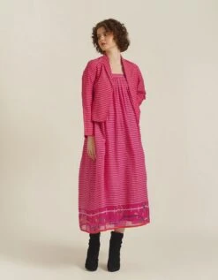 Handwoven Jamdani Classic Strap Dress With Jacket