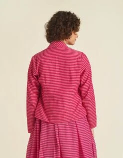 Handwoven Jamdani Classic Strap Dress With Jacket -ZAZU Clothing Shop idrl230135