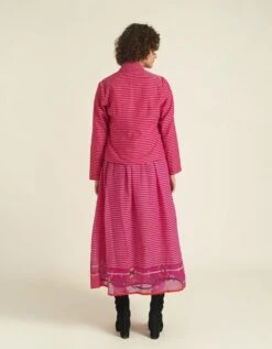 Handwoven Jamdani Classic Strap Dress With Jacket -ZAZU Clothing Shop idrl230136