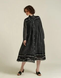 Handwoven Jamdani Gathered Shirt Long Dress