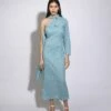 Aqua Floral Printed One Shoulder Dress 1 Aqua Floral Printed One Shoulder Dress -ZAZU Clothing Shop itarasp9581