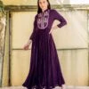 Wine Lurex Embroidered Anarkali Dress 1 Wine Lurex Embroidered Anarkali Dress -ZAZU Clothing Shop iw9941