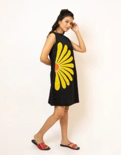 Sunflower Black Handcrafted Cotton Dress -ZAZU Clothing Shop jm123