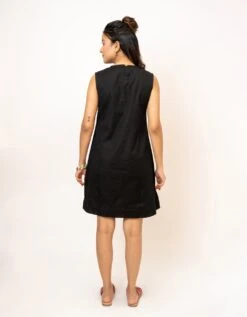 Camellia Black Handcrafted Cotton Dress -ZAZU Clothing Shop jm13b
