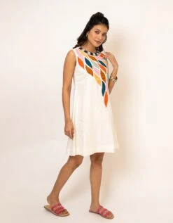 White Ombre Handcrafted Cotton Dress -ZAZU Clothing Shop jm143