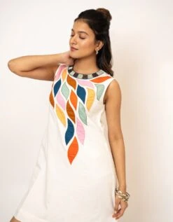 White Ombre Handcrafted Cotton Dress -ZAZU Clothing Shop jm14b