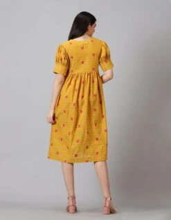 Mustard Checkered Dress -ZAZU Clothing Shop jm164