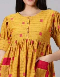 Mustard Checkered Dress -ZAZU Clothing Shop jm16b