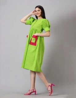 Green Checkered Dress -ZAZU Clothing Shop jm183