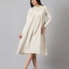 Off White Handloom Cotton Dress -ZAZU Clothing Shop jm561