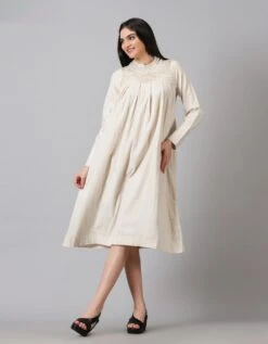 Off White Handloom Cotton Dress
