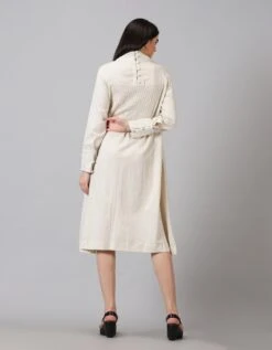 Off White Handloom Cotton Dress -ZAZU Clothing Shop jm564