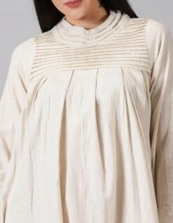 Off White Handloom Cotton Dress -ZAZU Clothing Shop jm56b